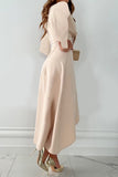 hulianfu Fashion Solid Patchwork V Neck Asymmetrical Dresses(5 colors)