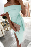 hulianfu Fashion Solid Patchwork Off the Shoulder One Step Skirt Dresses(5 colors)