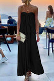 hulianfu Fashion Solid Patchwork Strapless Straight Dresses(4 Colors)