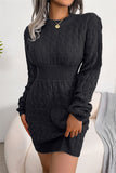 hulianfu Fashion Casual Solid Patchwork O Neck Long Sleeve Dresses(3 Colors)