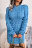 hulianfu Fashion Casual Solid Patchwork O Neck Long Sleeve Dresses(3 Colors)
