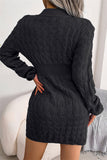 hulianfu Fashion Casual Solid Patchwork O Neck Long Sleeve Dresses(3 Colors)
