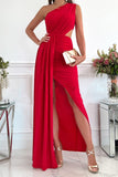 hulianfu Fashion Solid Hollowed Out Oblique Collar Sleeveless Dress Dresses