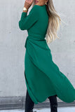 hulianfu Fashion Solid Frenulum V Neck Irregular Dress Dresses(4 Colors)