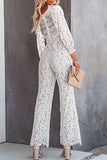 hulianfu Embroidery Lace V Neck Regular Jumpsuits