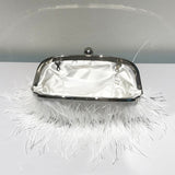hulianfu Daily Party Patchwork Feathers Pearl Bags