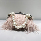 hulianfu Daily Party Patchwork Feathers Pearl Bags