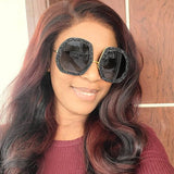 hulianfu Casual Daily Vintage Patchwork Rhinestone Sunglasses