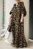 hulianfu Casual Leopard Printing Shirt Collar Dress Dresses(3 Colors)