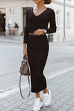 hulianfu Elegant College V Neck One Step Skirt Dresses(4 Colors)(Without  Belt)