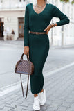 hulianfu Elegant College V Neck One Step Skirt Dresses(4 Colors)(Without  Belt)
