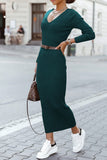 hulianfu Elegant College V Neck One Step Skirt Dresses(4 Colors)(Without  Belt)