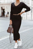 hulianfu Elegant College V Neck One Step Skirt Dresses(4 Colors)(Without  Belt)