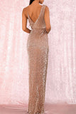 hulianfu Sexy Elegant Solid Sequins V Neck One Step Skirt Dresses