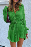 hulianfu Casual Elegant Frenulum V Neck One Step Skirt Dresses(4 Colors)