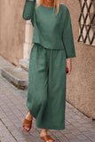 hulianfu Casual Solid Color O Neck Long Sleeve Two Pieces(5 Colors)