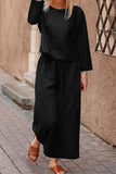 hulianfu Casual Solid Color O Neck Long Sleeve Two Pieces(5 Colors)