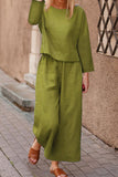 hulianfu Casual Solid Color O Neck Long Sleeve Two Pieces(5 Colors)