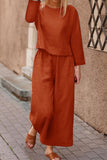 hulianfu Casual Solid Color O Neck Long Sleeve Two Pieces(5 Colors)