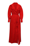 hulianfu Street Elegant Solid Asymmetrical Solid Color Turndown Collar Asymmetrical Dresses