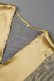 hulianfu Casual Patchwork Sequins V Neck Waist Skirt Dresses(3 Colors)