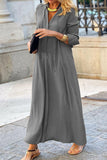 hulianfu Casual Solid Pocket V Neck Shirt Dress Dresses(6 Colors)
