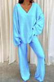 hulianfu Casual Solid Solid Color V Neck Two Pieces(5 Colors)