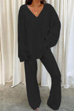 hulianfu Casual Solid Solid Color V Neck Two Pieces(5 Colors)
