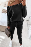 hulianfu Casual Street Solid Patchwork V Neck Long Sleeve Two Pieces(4 Colors)