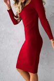 hulianfu Sweet Elegant Square Collar Pencil Skirt Dresses(3 Colors)