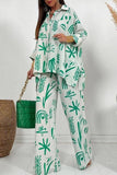 hulianfu Casual Print Solid Printing Turndown Collar Three Quarter Two Pieces(3 Colors)