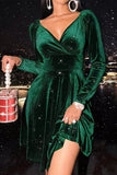 hulianfu Celebrities Elegant Solid Solid Color V Neck A Line Dresses