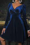 hulianfu Celebrities Elegant Solid Solid Color V Neck A Line Dresses