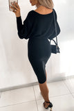 hulianfu Elegant Solid Color O Neck Pencil Skirt Dresses(3 Colors)