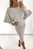 hulianfu Elegant Solid Color O Neck Pencil Skirt Dresses(3 Colors)