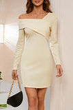 hulianfu Sweet Elegant Asymmetrical Collar Pencil Skirt Dresses(4 Colors)