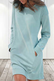hulianfu Casual Solid Solid Color O Neck Long Sleeve Dresses(6 Colors)