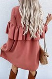 hulianfu Work Solid Fold O Neck Pleated Dresses(3 Colors)