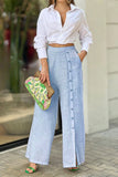 hulianfu Street Solid Solid Color Turndown Collar Long Sleeve Two Pieces