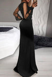 hulianfu Casual Elegant Patchwork Sequined V Neck Irregular Dress Dresses