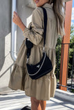 hulianfu Casual Buckle Turndown Collar Shirt Dress Dresses(4 Colors)