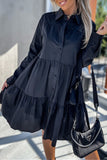 hulianfu Casual Buckle Turndown Collar Shirt Dress Dresses(4 Colors)