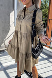 hulianfu Casual Buckle Turndown Collar Shirt Dress Dresses(4 Colors)