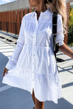 hulianfu Casual Buckle Turndown Collar Shirt Dress Dresses(4 Colors)