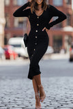 hulianfu Elegant Solid Color V Neck One Step Skirt Dresses(3 Colors)