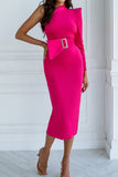 hulianfu Sweet Elegant Solid Zipper Oblique Collar Dresses(3 Colors)