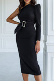 hulianfu Sweet Elegant Solid Zipper Oblique Collar Dresses(3 Colors)