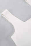 hulianfu Casual Solid With Belt Bright Silk Square Collar Sleeveless Two Pieces
