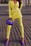 hulianfu Casual Solid Patchwork Turn-back Collar Long Sleeve Two Pieces