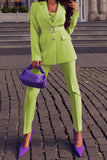 hulianfu Casual Solid Patchwork Turn-back Collar Long Sleeve Two Pieces